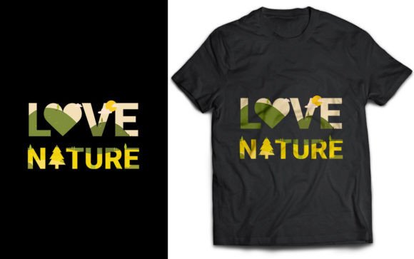 Double Exposure Love Nature Text T-shirt