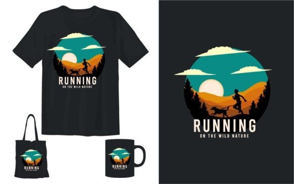 Nature Adventure Running T-shirt Design Graphics