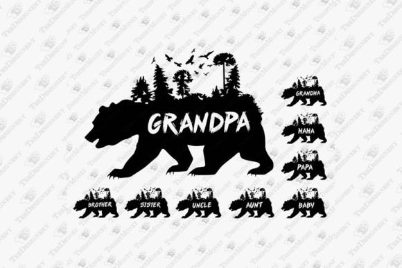Nature Bear Dad Mom Sister Grandpa Graphics