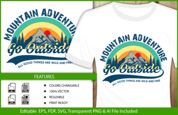 T-shirt Mountain Adventure Illustration Graphics